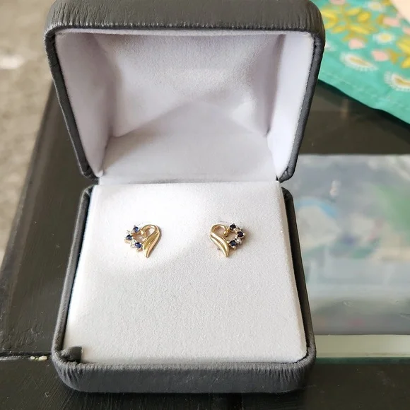 Sapphire and diamond earrings - Picture 2 of 4